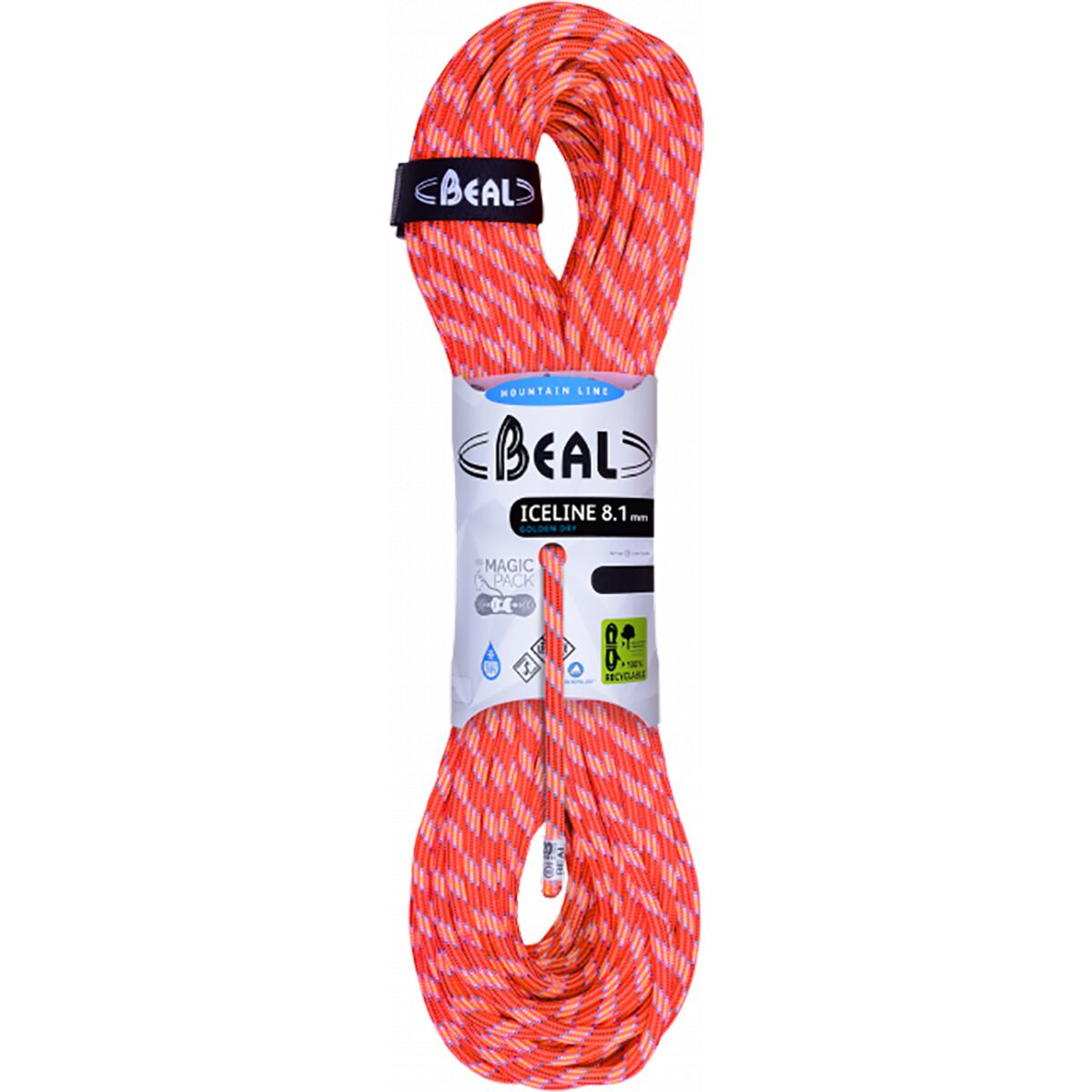 Image of Beal Ice Line 8.1mm Rope Orange - Golden Dry, 70m