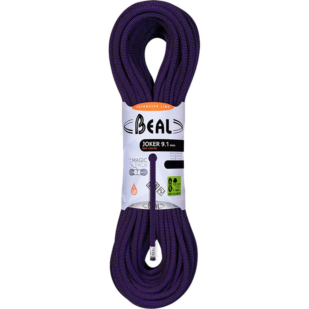 Image of Beal Joker Unicore Dry Cover Climbing Rope - 9.1mm Purple, 70m