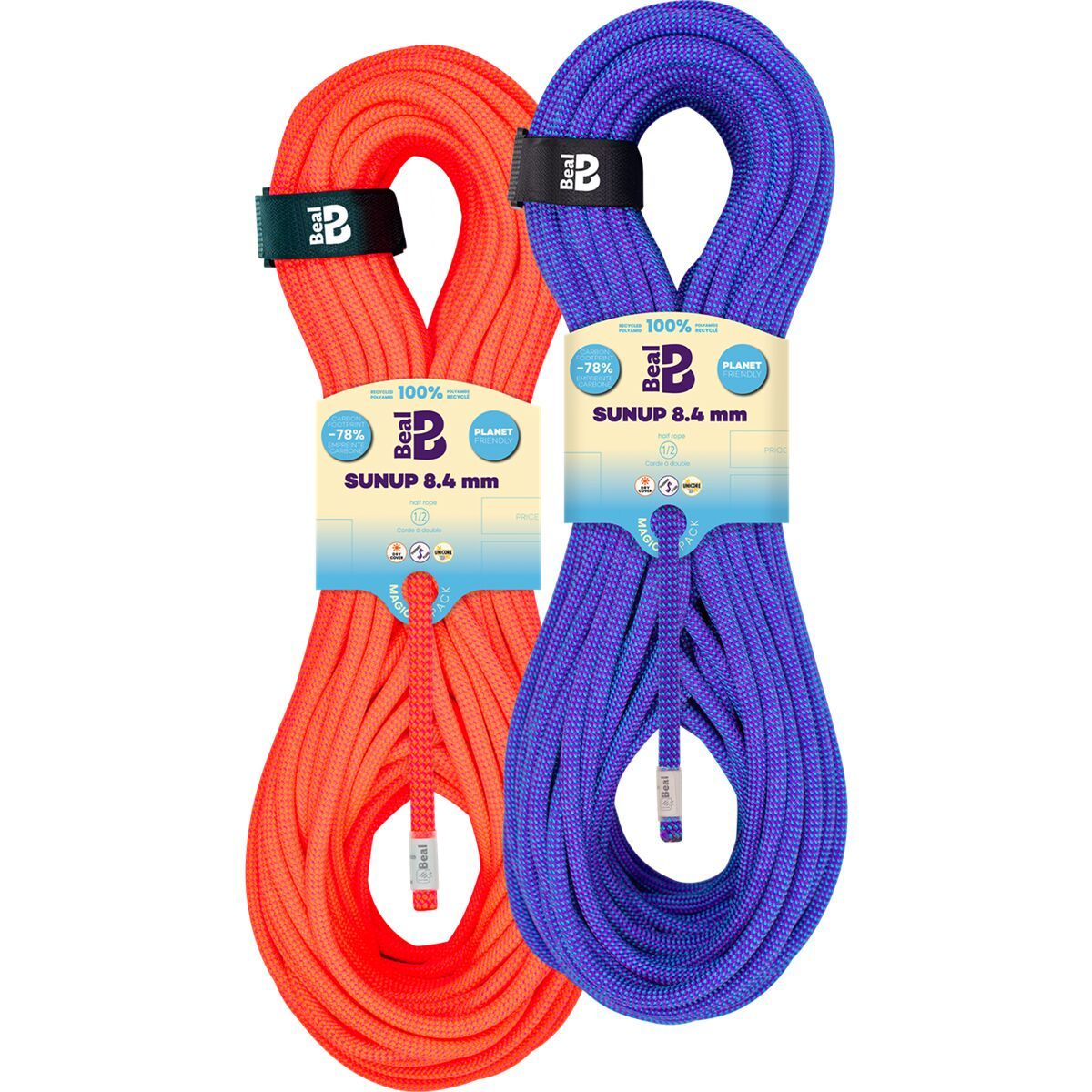 Image of Beal Sunup 8.4mm Rope - 2-Pack Purple/Orange, 50m