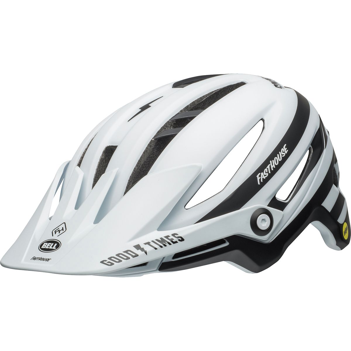 Image of Bell Sixer Mips Helmet Fasthouse Stripes Matte White/Black, S