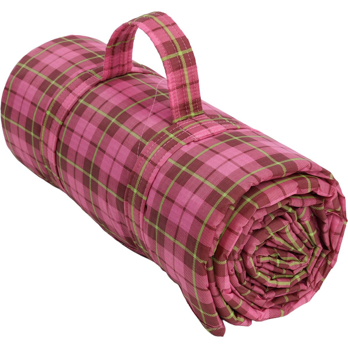 Image of BAGGU Puffy Picnic Blanket Azalea Pink Tartan, One Size