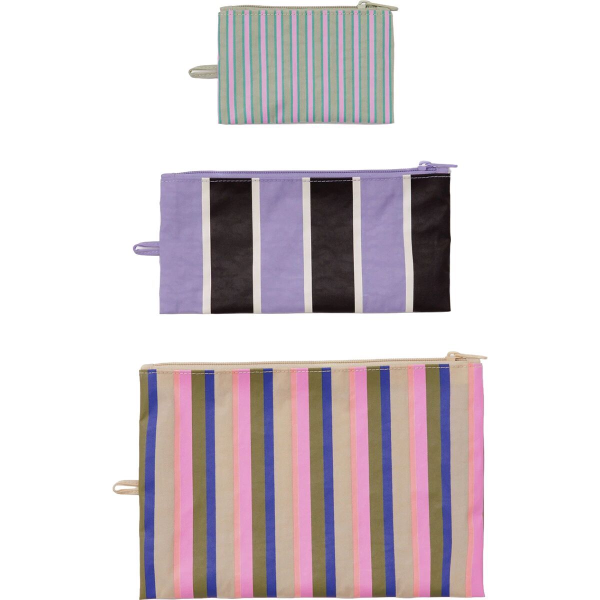 Image of BAGGU Flat Pouch Set Candy Shop Stripes, One Size