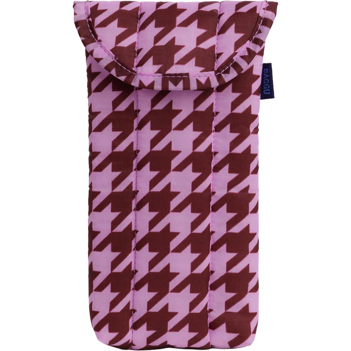 Image of BAGGU Puffy Glasses Sleeve Pink Houndstooth, One Size