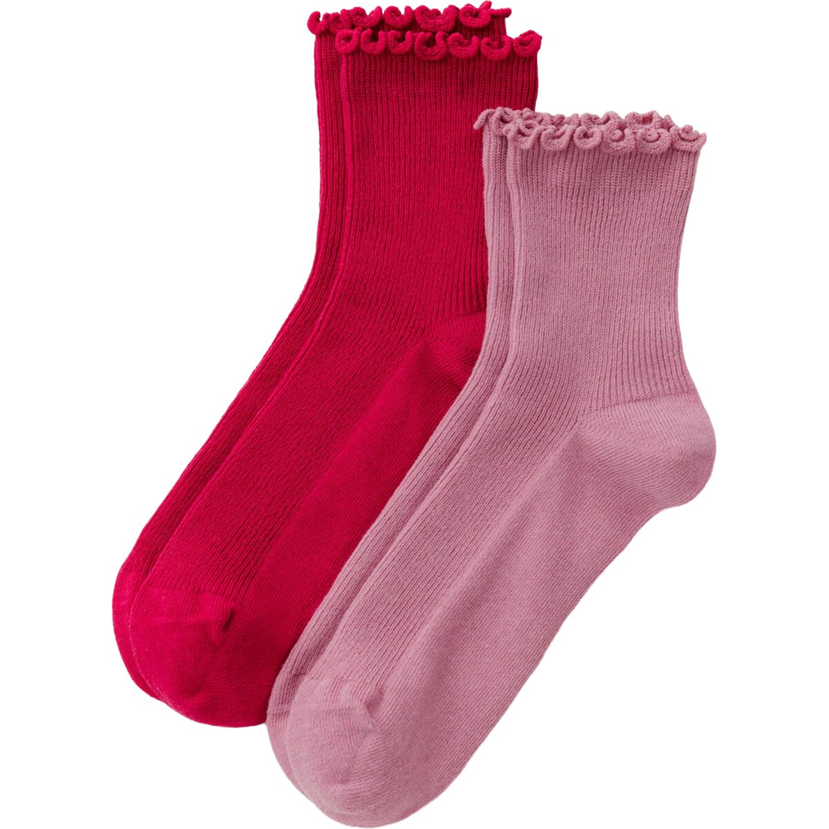 Image of BAGGU Lettuce Edge Sock - 2-Pack Wild Plum & Cherry, One Size