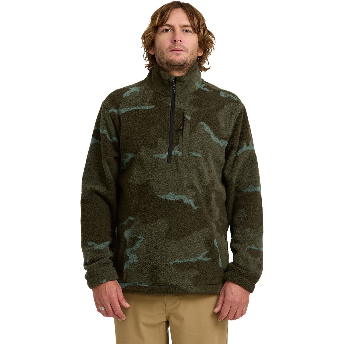 Image of Billabong Boundary Mock Neck Sweater - Men's Military Camo, XL