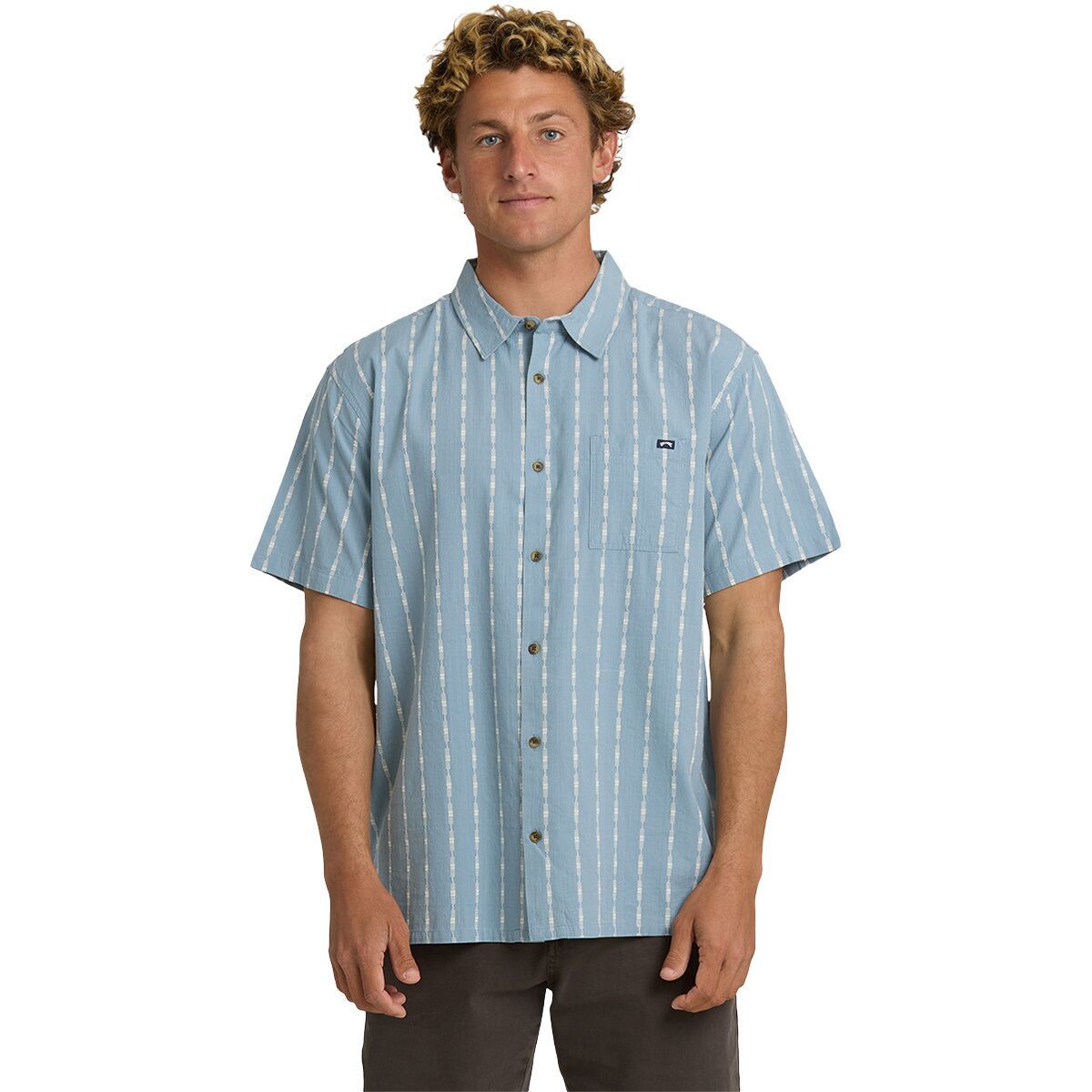 Image of Billabong Sundays Jacquard Short-Sleeve Shirt - Men's Blue Fog, L
