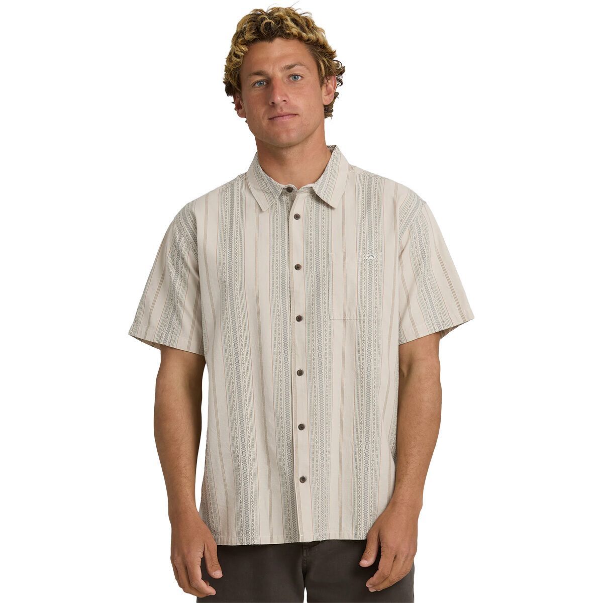 Image of Billabong Sundays Jacquard Short-Sleeve Shirt - Men's Oatmeal, M