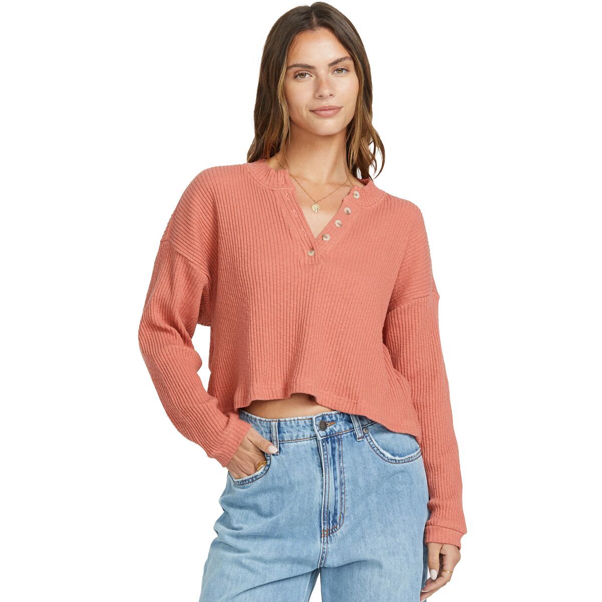 Billabong Good Catch Long-Sleeve Knit Top - Women's Dark Coral, S