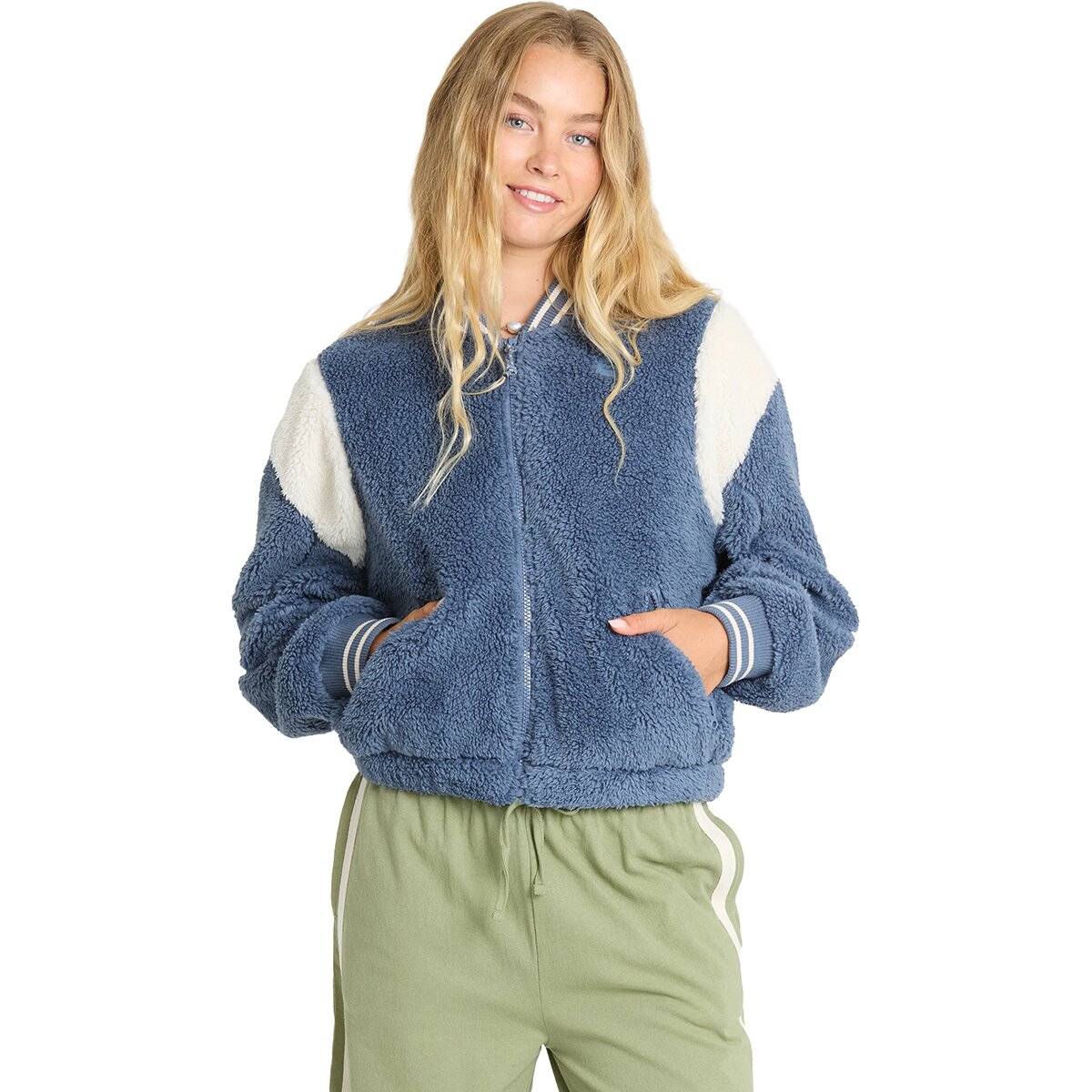 Image of Billabong Batter Zip Fleece Jacket - Women's Blue Smoke, L
