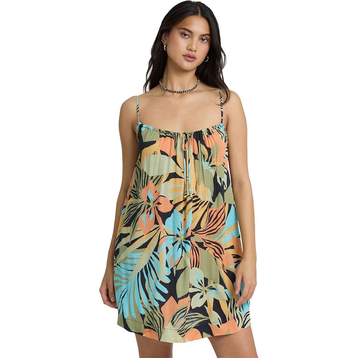 Image of Billabong Beach Song Printed Mini Dress - Women's Black Multi, XS