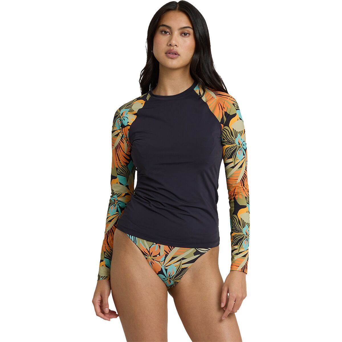 Image of Billabong Des Tropiques Long-Sleeve Rashguard - Women's Black Multi, M