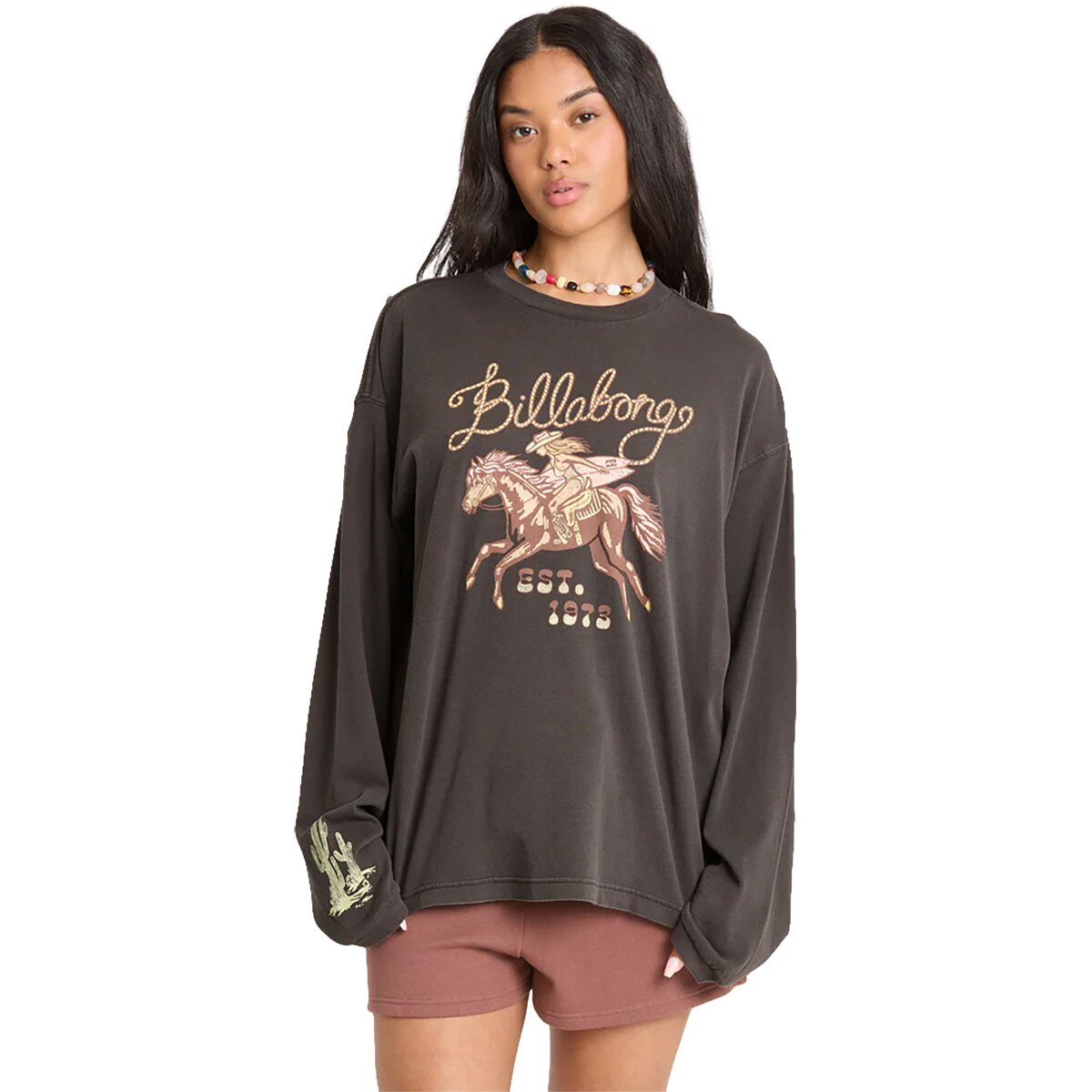 Image of Billabong Familiar Roads Long-Sleeve T-Shirt - Women's Off Black, L