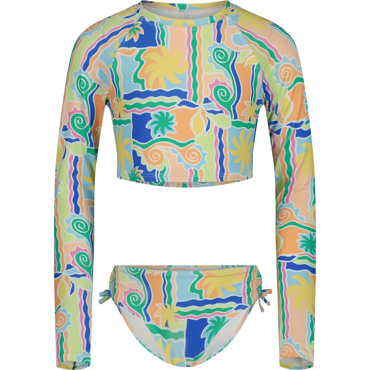 Image of Billabong Sol Playa Crop Rashguard 2-Piece Swimsuit Set - Girls' Tidepool, 4