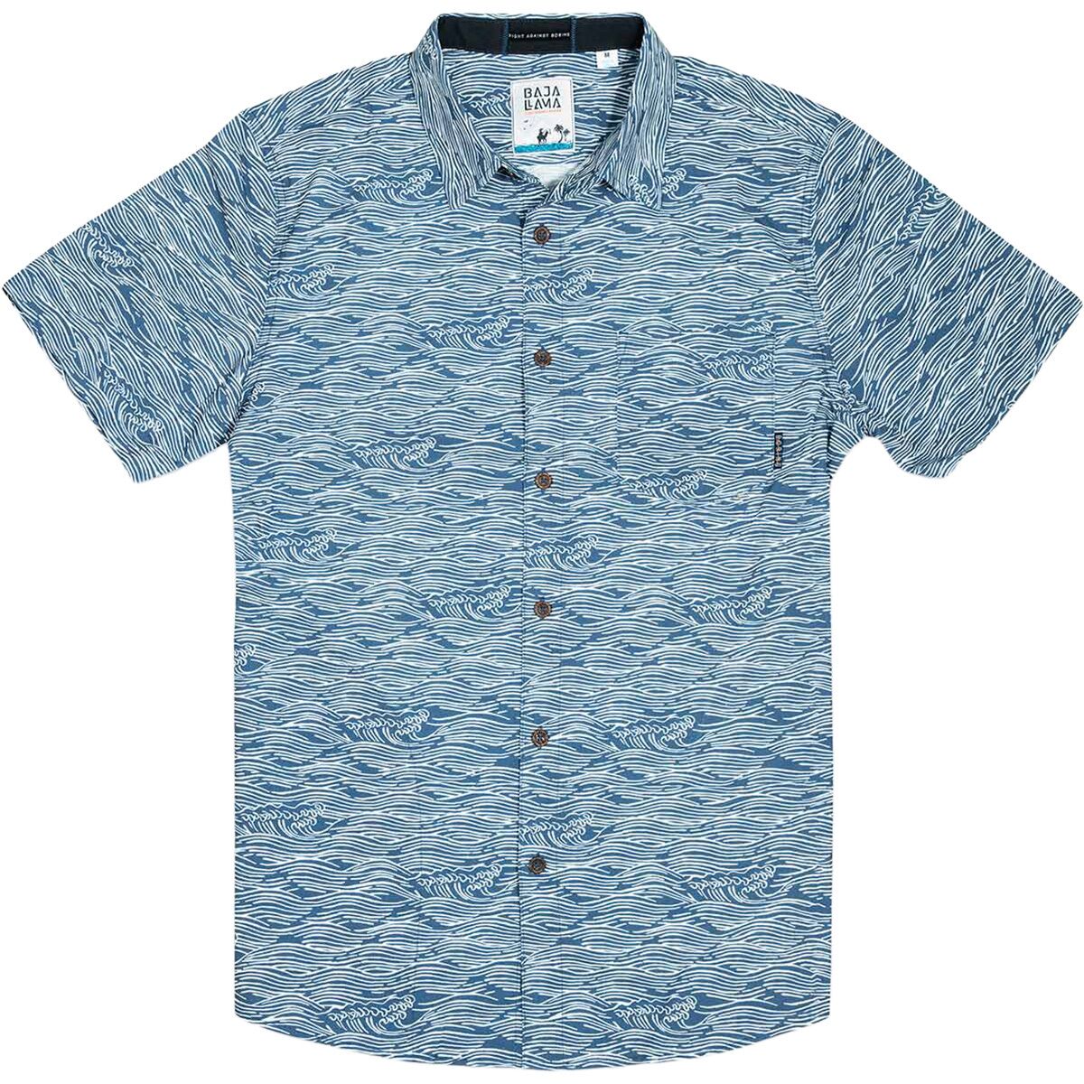 Image of Baja Llama 7-Seas Button Up Shirt - Men's Roll Tides Deep Sea, L