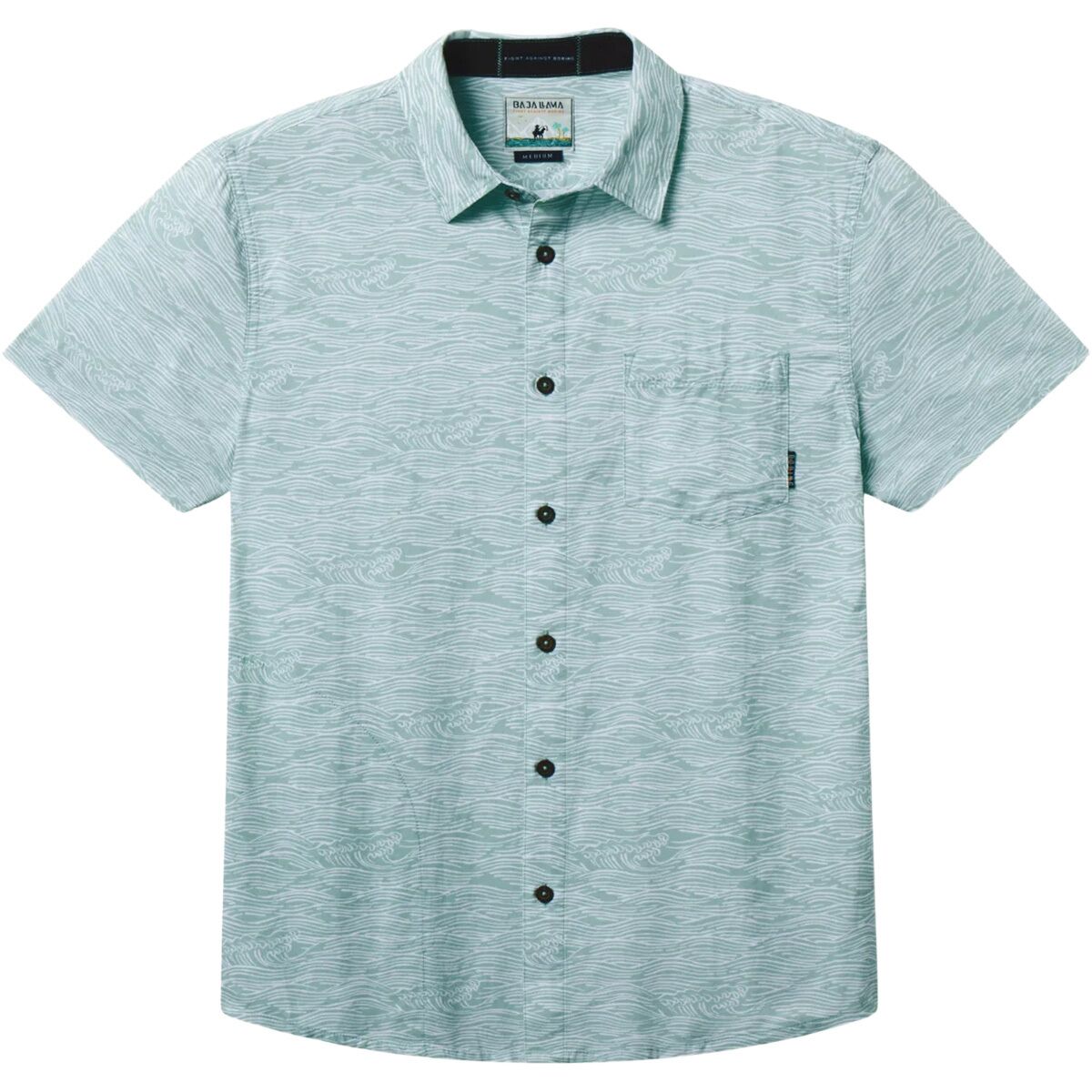 Image of Baja Llama 7-Seas Button Up Shirt - Men's Roll Tides Fern Green, L