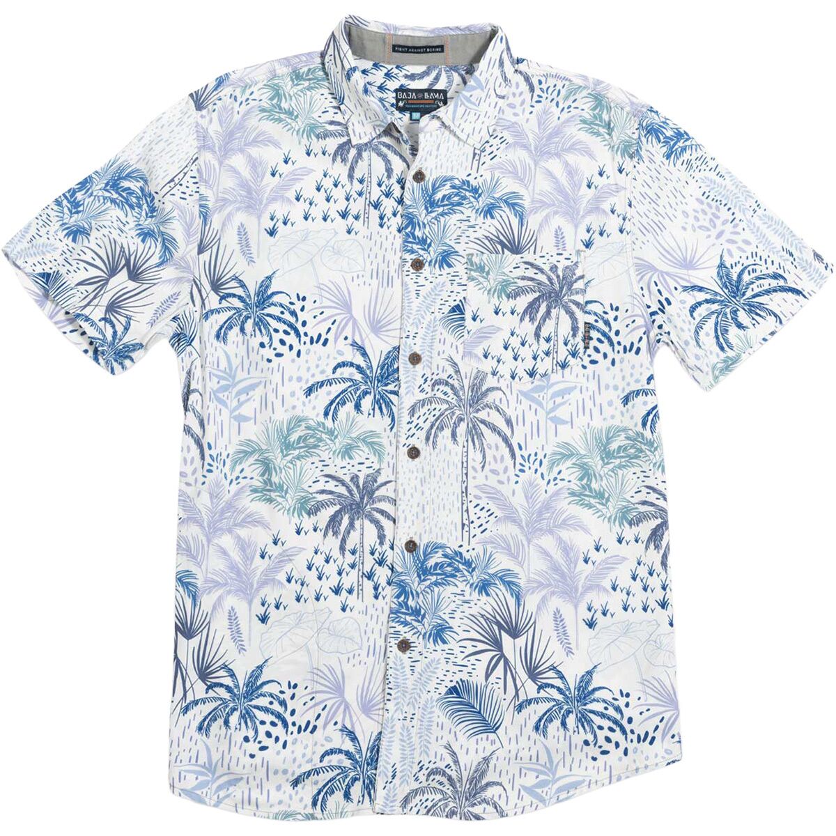 Image of Baja Llama Nighthawk Button Up Shirt - Men's White Hot Tropics/White, L