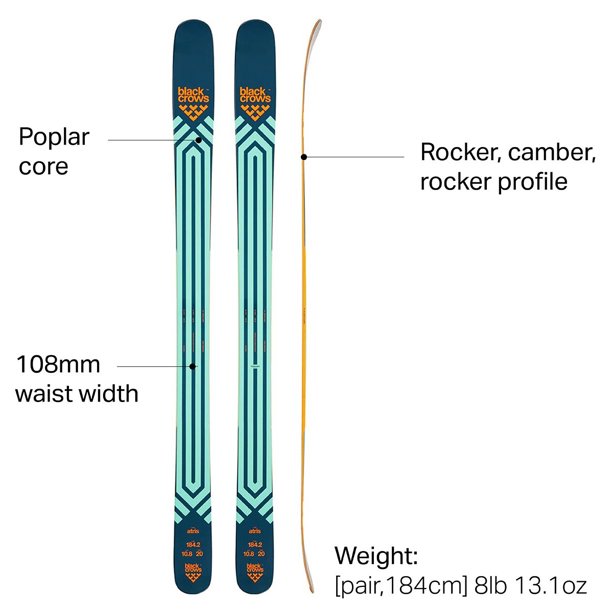 スキー 178.3 BLACK CROWS ATRIS 10.8 Black Crows Atris JR Skis