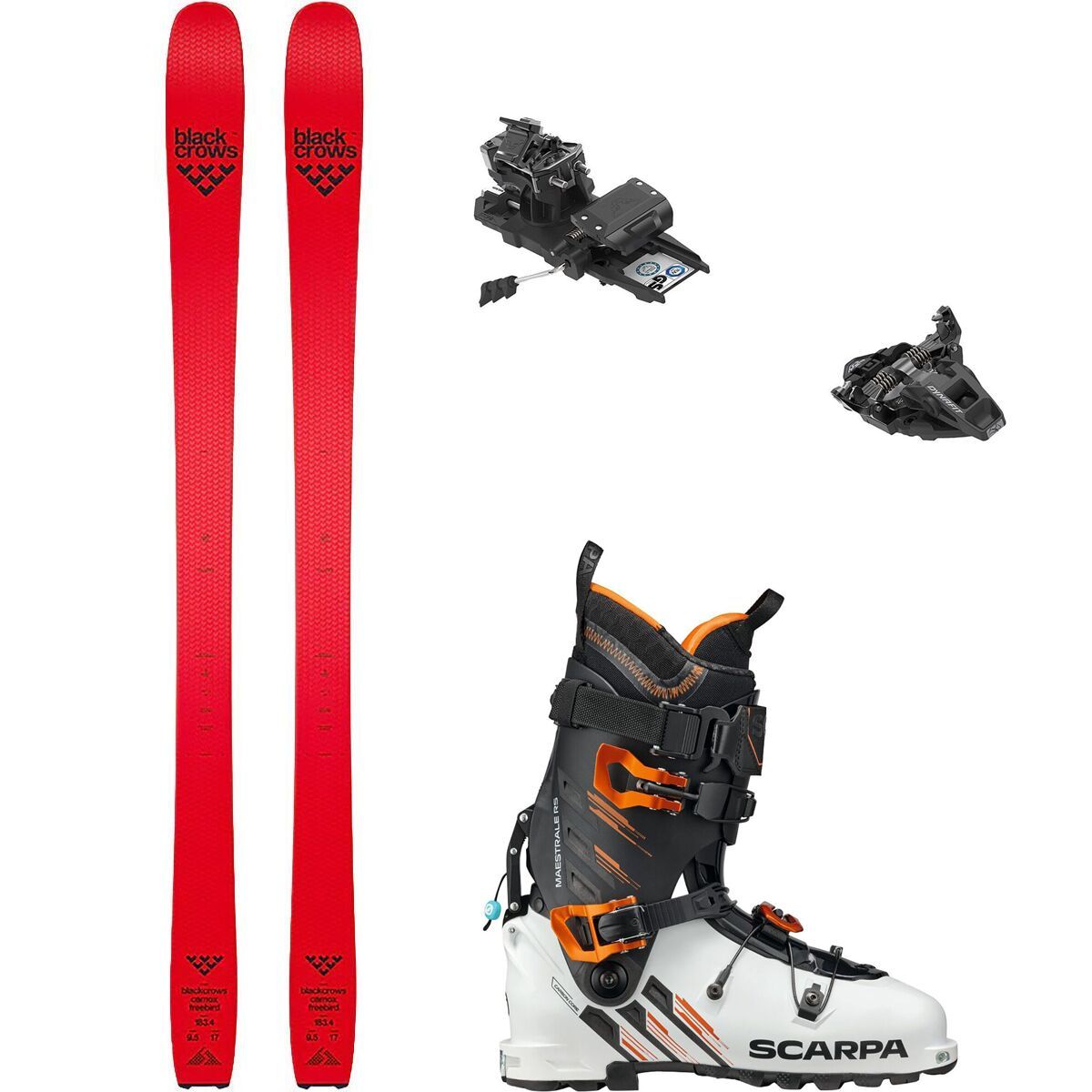 Image of Black Crows Camox Freebird + Maestrale RS + ST Rotation 10 Ski Binding Red/Blk/White/Blk/Orange, 178cm,105mm,26.0