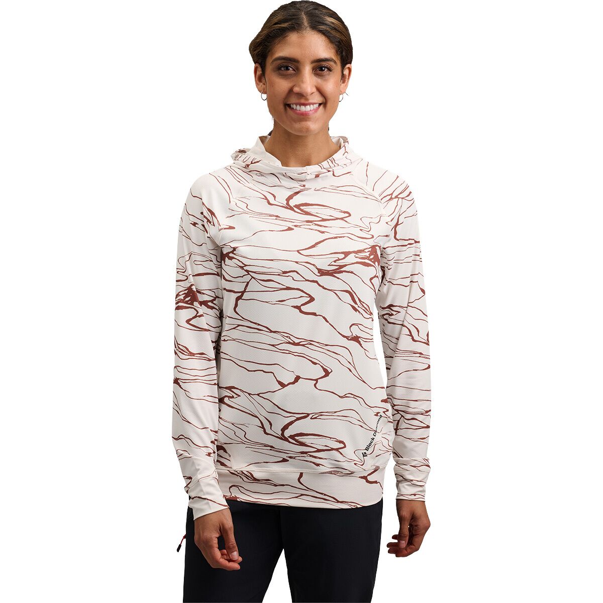 Image of Black Diamond Alpenglow Hooded Long-Sleeve Shirt - Women's Relief/Chalk/Clay, L