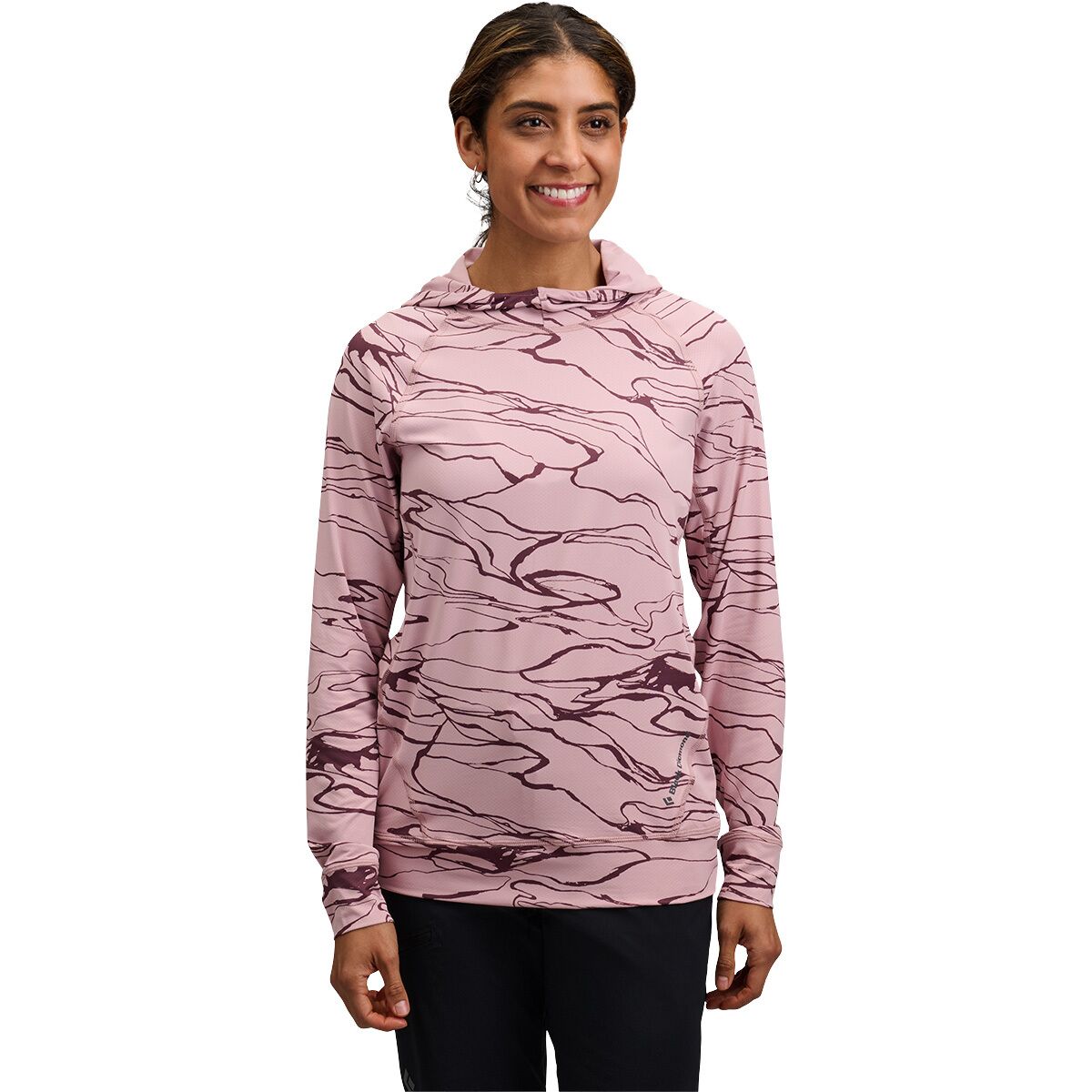 Image of Black Diamond Alpenglow Hooded Long-Sleeve Shirt - Women's Relief/Meadow Rose/Fig, M