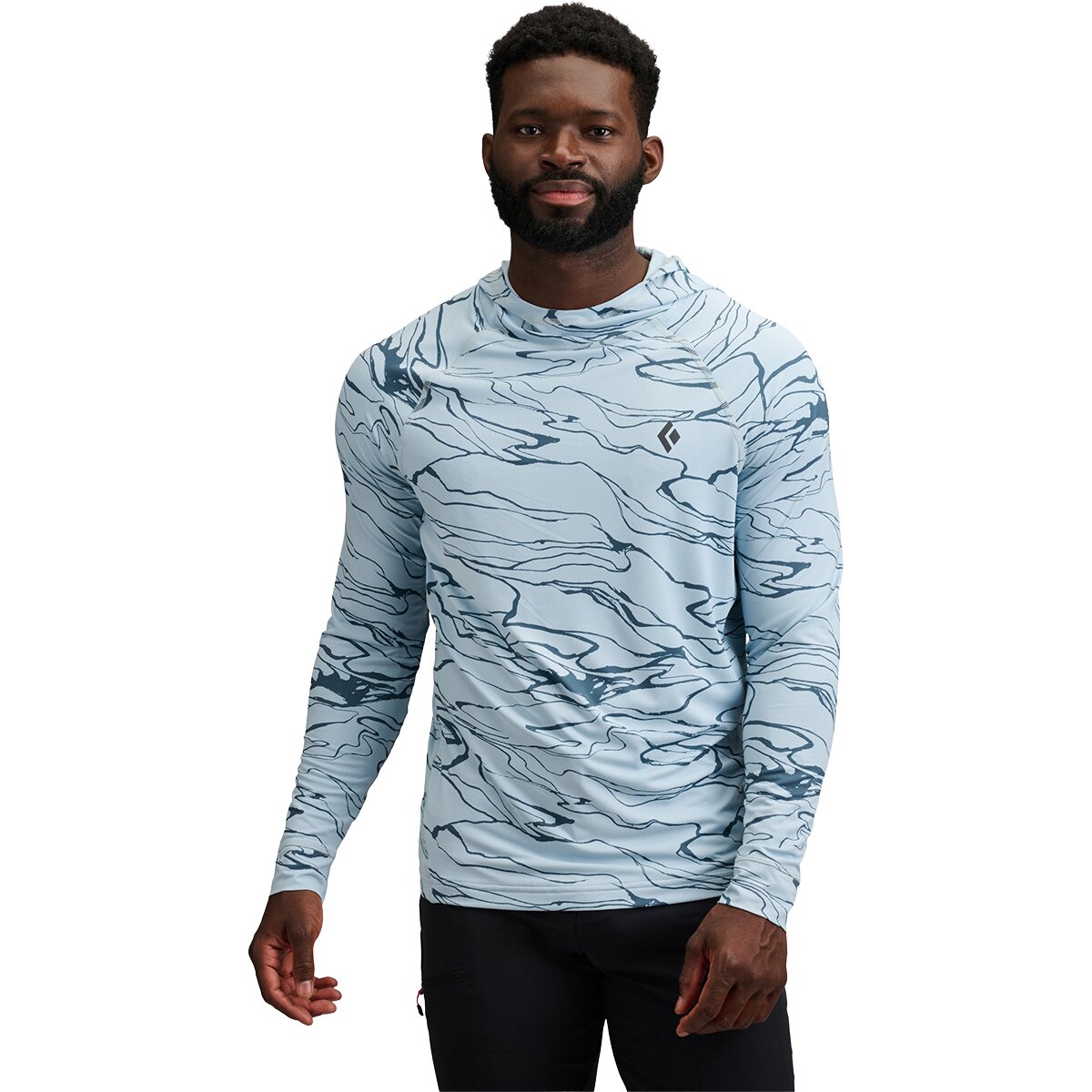 Image of Black Diamond Alpenglow Hooded Shirt - Men's Relief/Fog Blue/Midnight Blue, L
