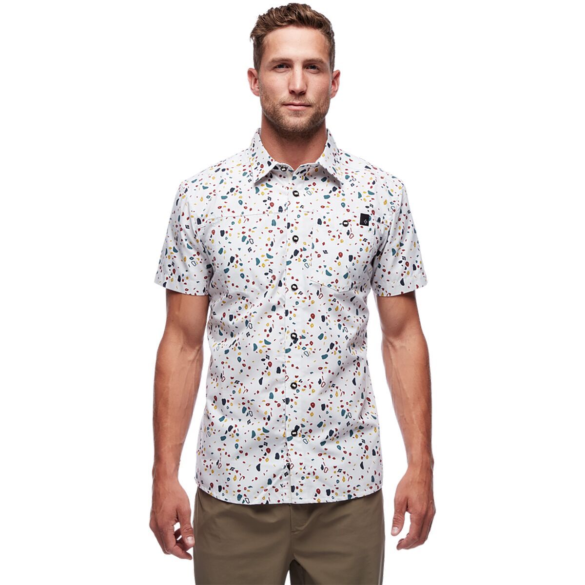 Black Diamond Solution Short-Sleeve Shirt - Men's Birch/Gym Hold Print, S