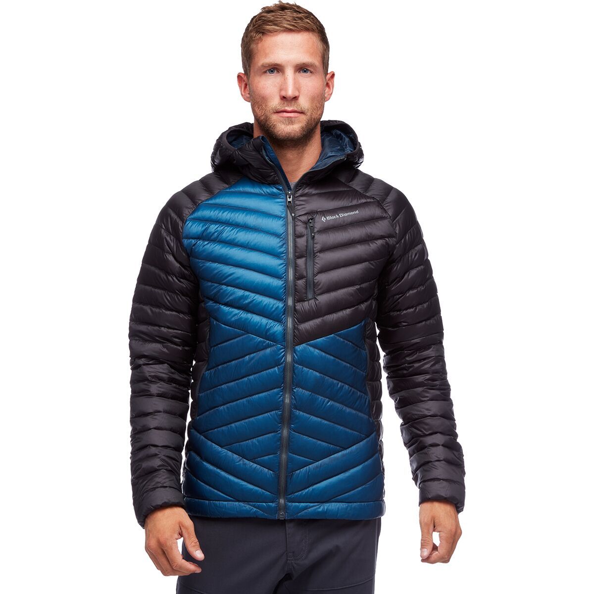 Black Diamond Approach Down Hoody - Men's Astral Blue/Black, L