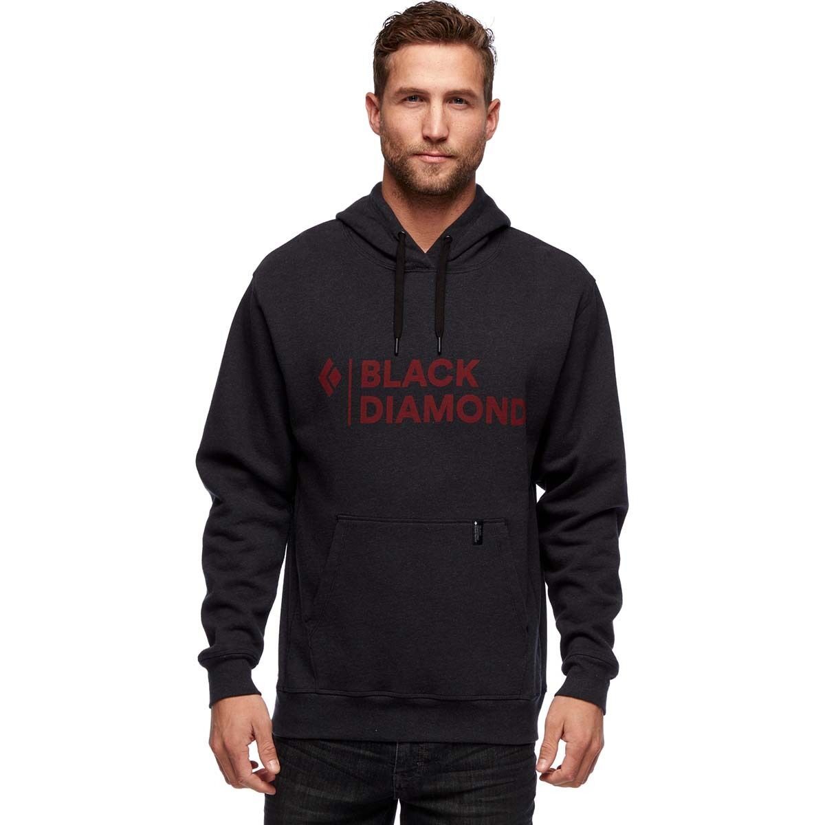 Black Diamond Stacked Logo Hoodie - Men's Black Heather, XL