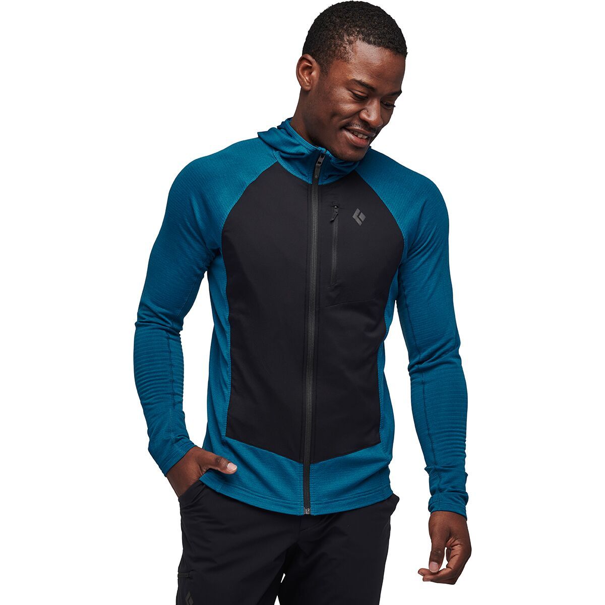 Image of Black Diamond Coefficient LT Hybrid Hooded Jacket - Men's Kingfisher/Black, M