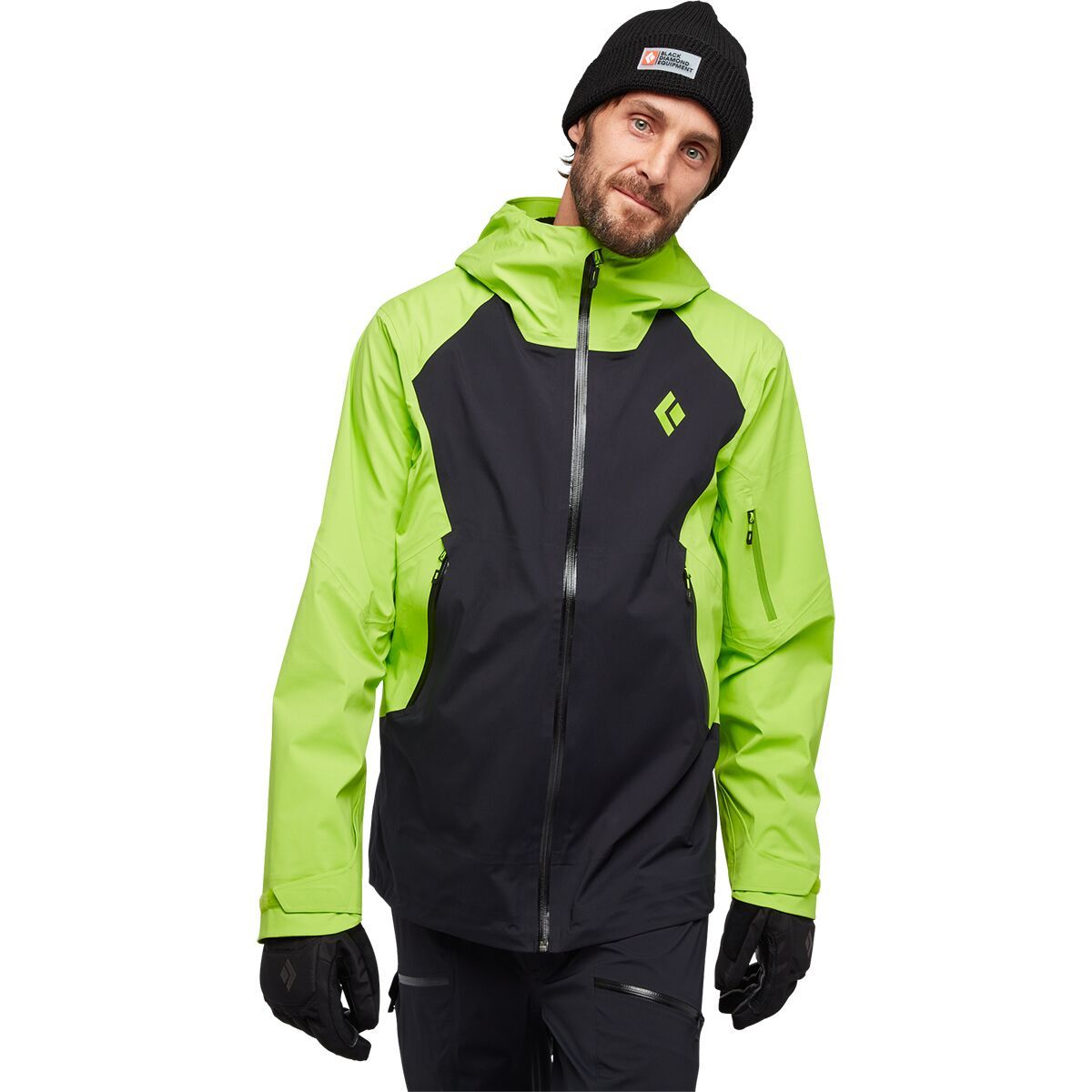 Image of Black Diamond Recon LT Stretch Shell - Men's Black/Lime Green, M
