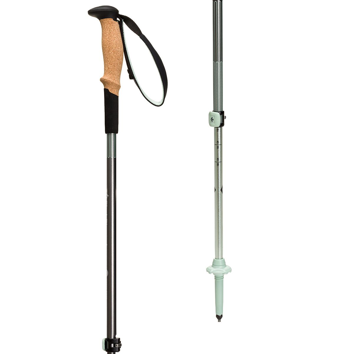 Black Diamond Pursuit Shock Trekking Poles Steel Grey/Foam Green, M/L