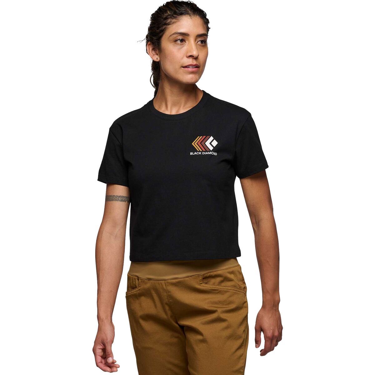 Image of Black Diamond Faded Crop T-Shirt - Women's Black, L