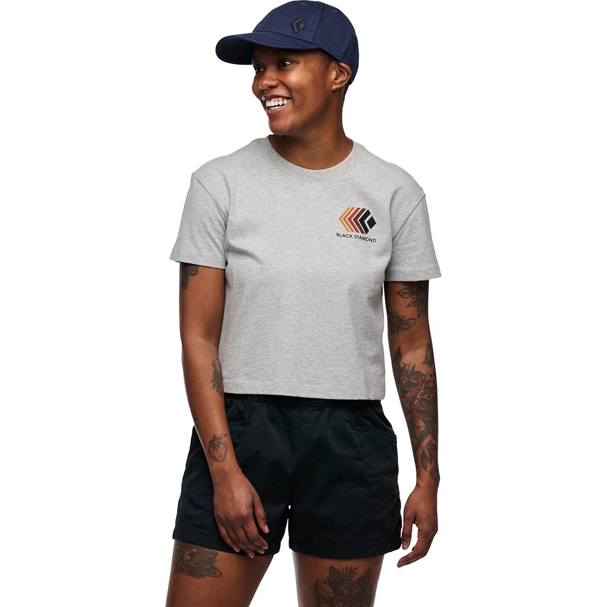Image of Black Diamond Faded Crop T-Shirt - Women's Nickel Heather, XS