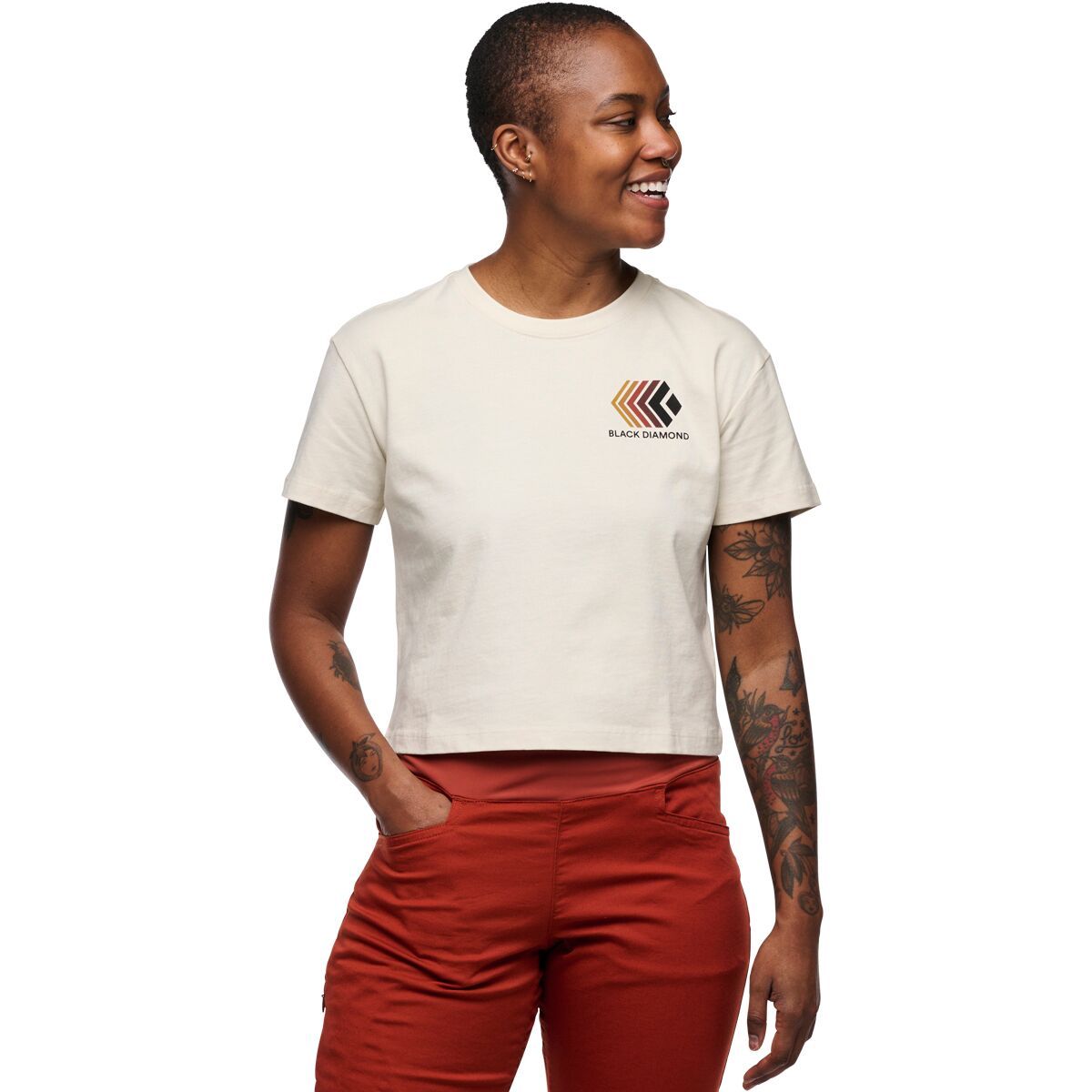 Image of Black Diamond Faded Crop T-Shirt - Women's Off White, L