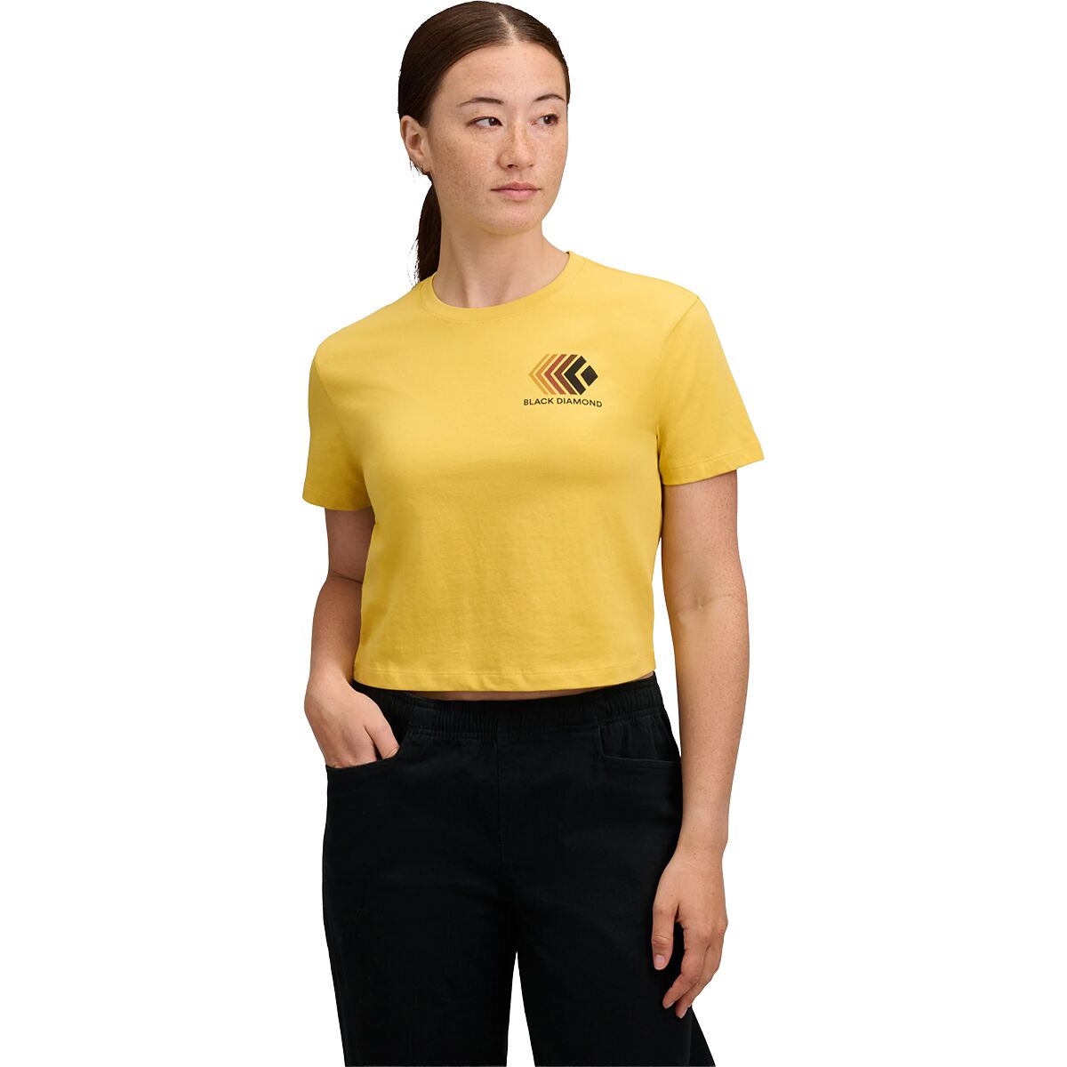 Image of Black Diamond Faded Crop T-Shirt - Women's Soft Ochre, M