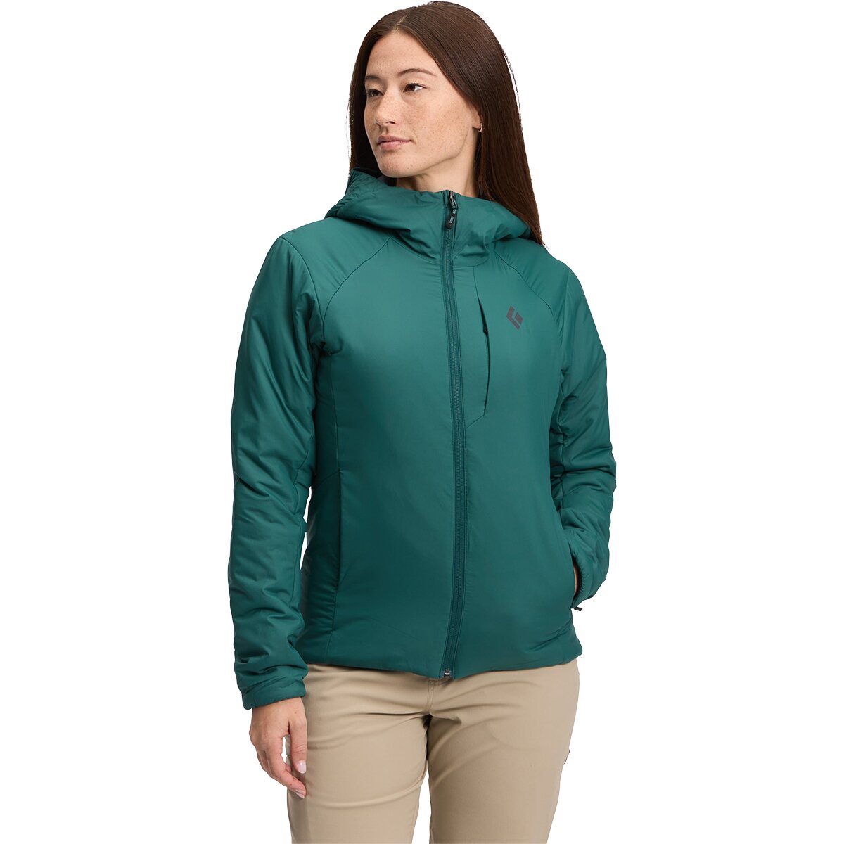 Image of Black Diamond First Light Stretch Hooded Jacket - Women's Deep Woods, L