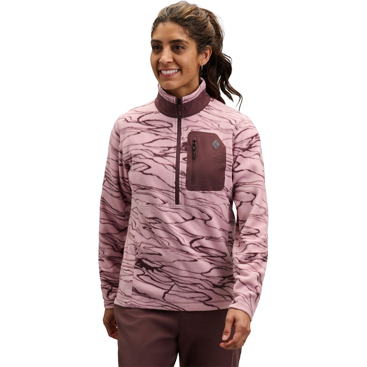 Image of Black Diamond Rift 1/2-Zip Fleece Jacket - Women's Relief/Meadow Rose/Fig, L