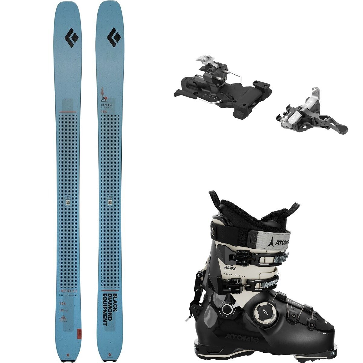 Black Diamond W Impulse 104 Ti + Freeraider 14 + Hawx Prime 95 XTD - 2026 One/Blk/Blk-Stn, 172cm/102mm/23.0/23.5