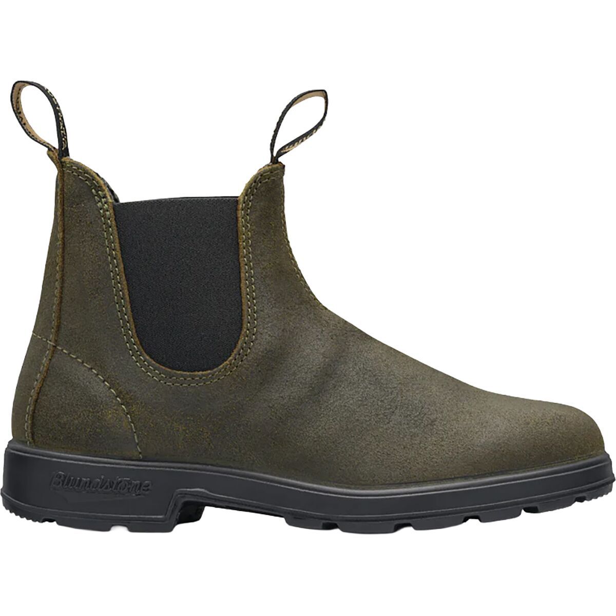 Image of Blundstone Original Suede Chelsea Boot #1615T-Dark Olive, Mens 6.5/Womens 8.5
