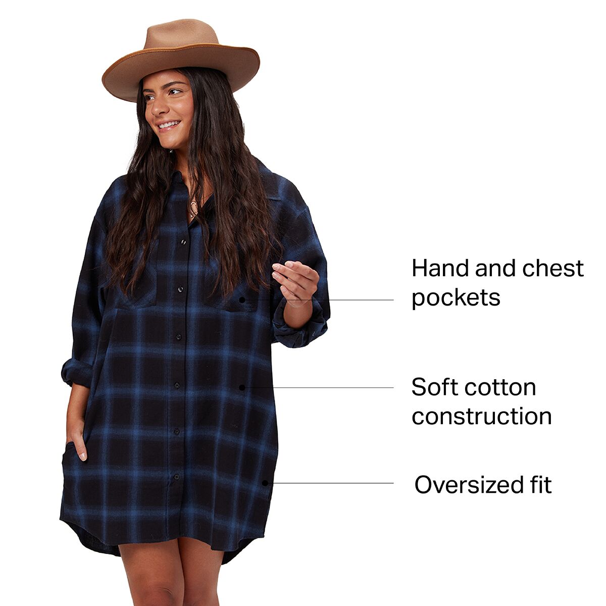 Plus size sales flannel shirt dress