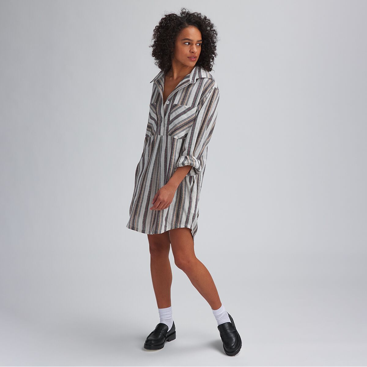 Basin and Range Cotton Poplin Stripe Shirt Dress - Past Season - Women's Canvas Stripe, S