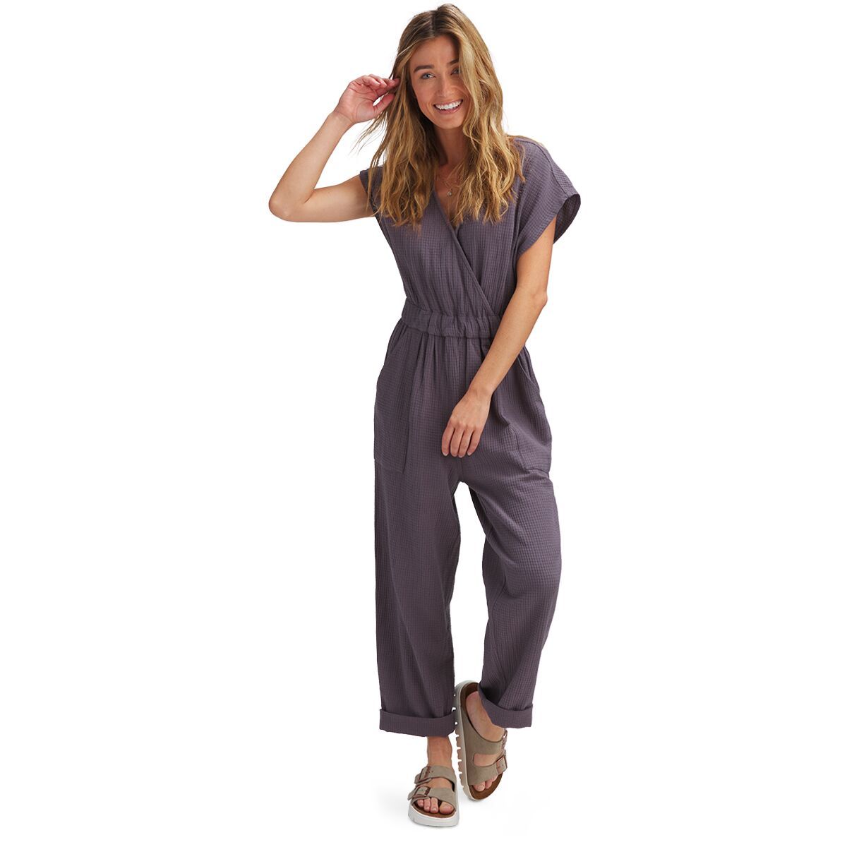 Basin and Range Sleeveless Waffle Jumpsuit - Past Season - Women's Charcoal, XS