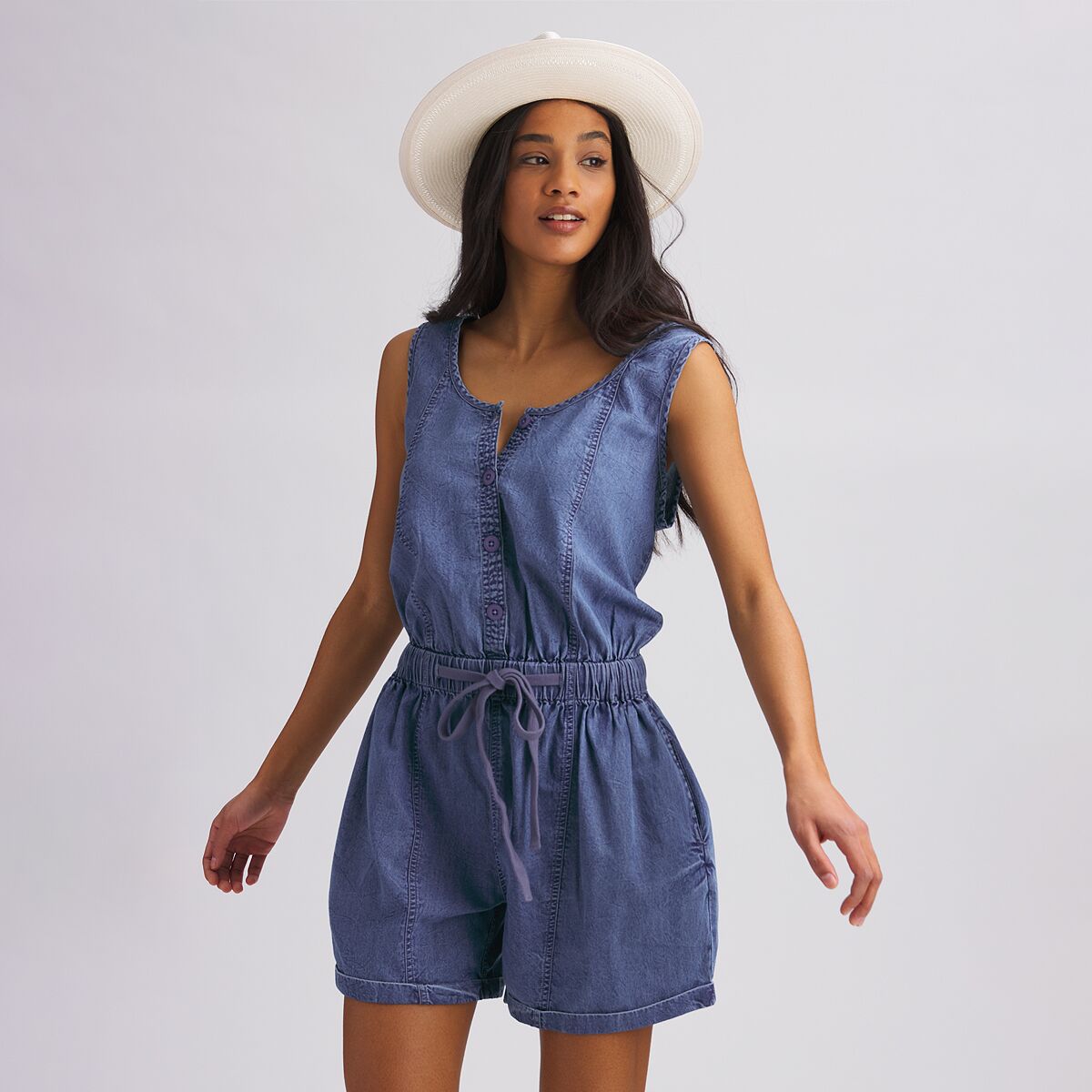 Basin and Range Denim Sleeveless Romper - Past Season - Women's product image
