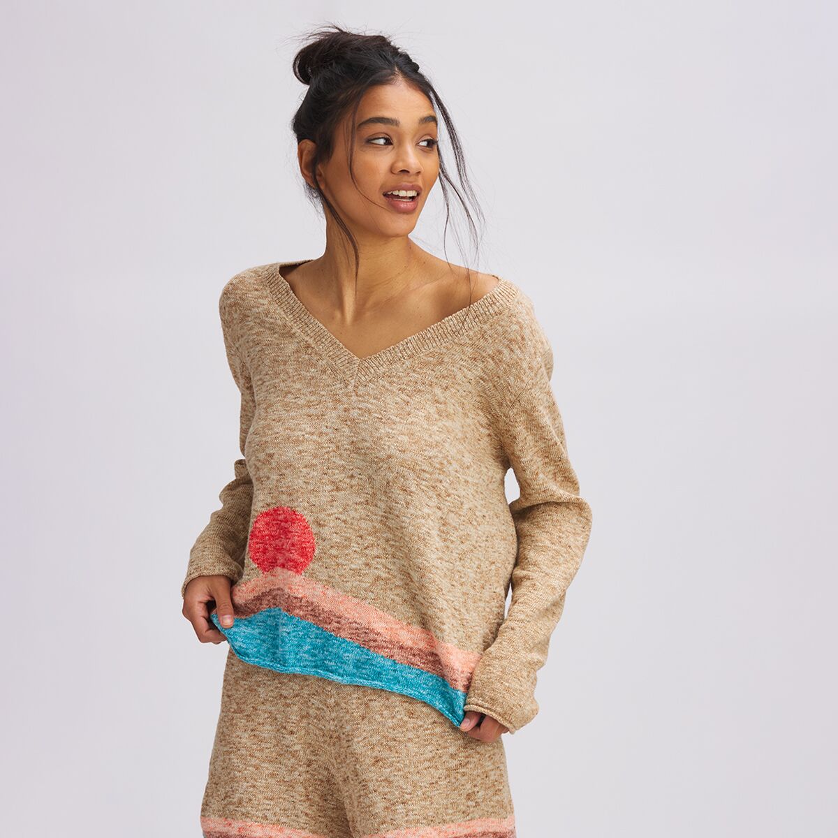 Basin and Range Intarsia V Neck Sweater - Past Season - Women's product image
