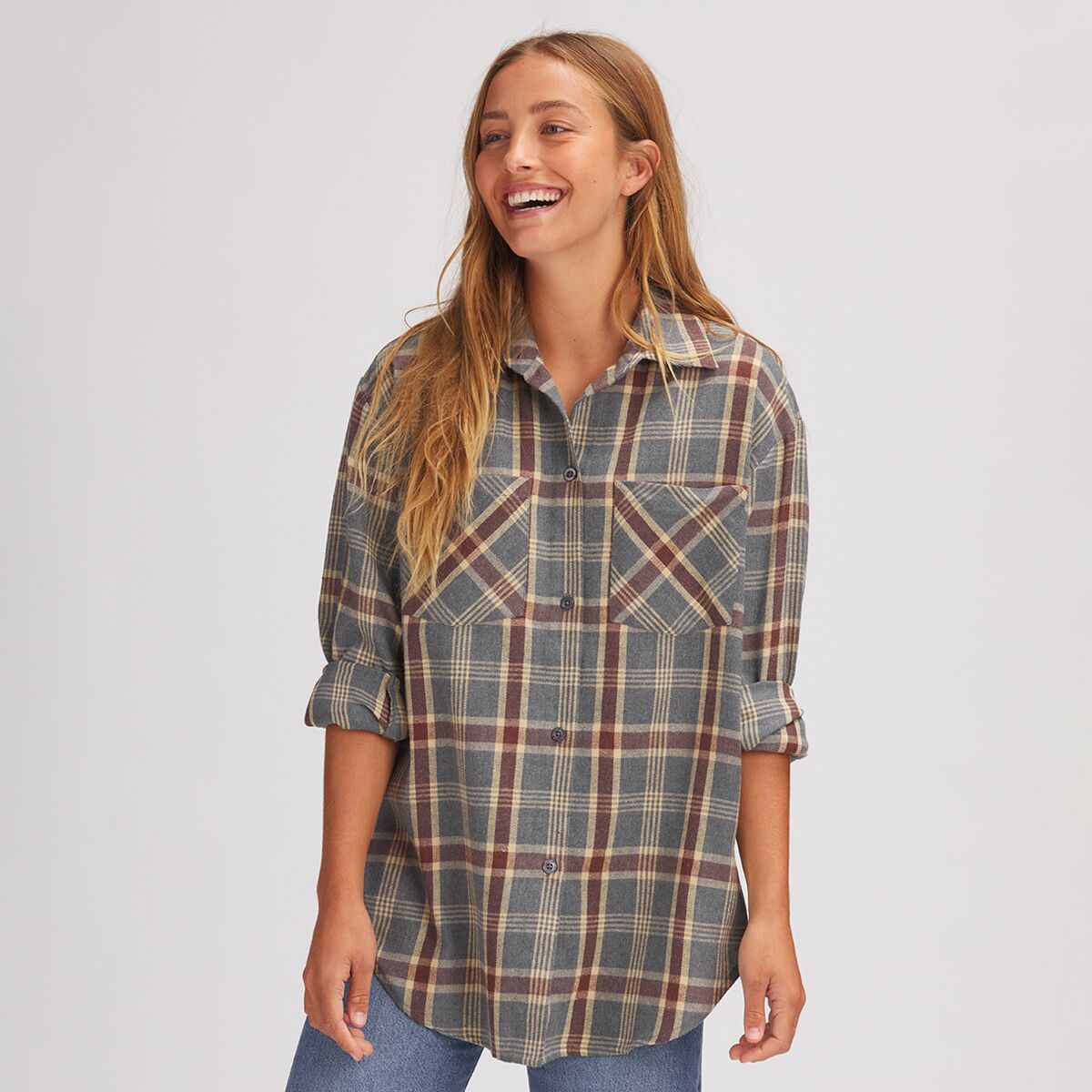 Basin and Range Long Sleeve Plaid Shirt - Women's Grey/Tan Plaid, S
