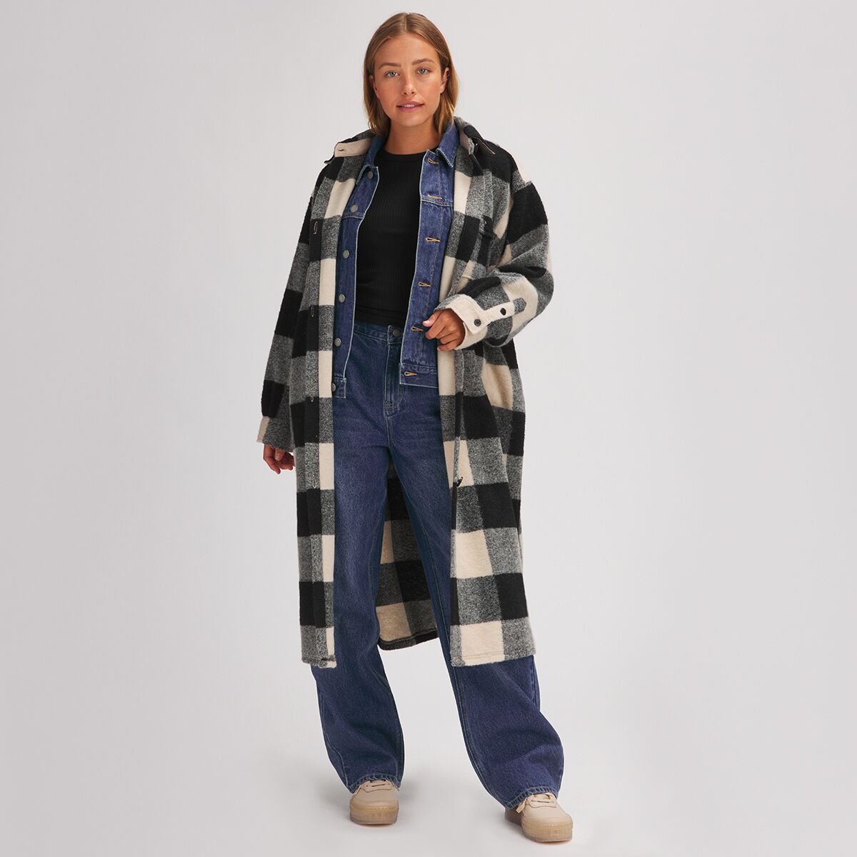 Basin and Range Long Plaid Coat - Women's product image