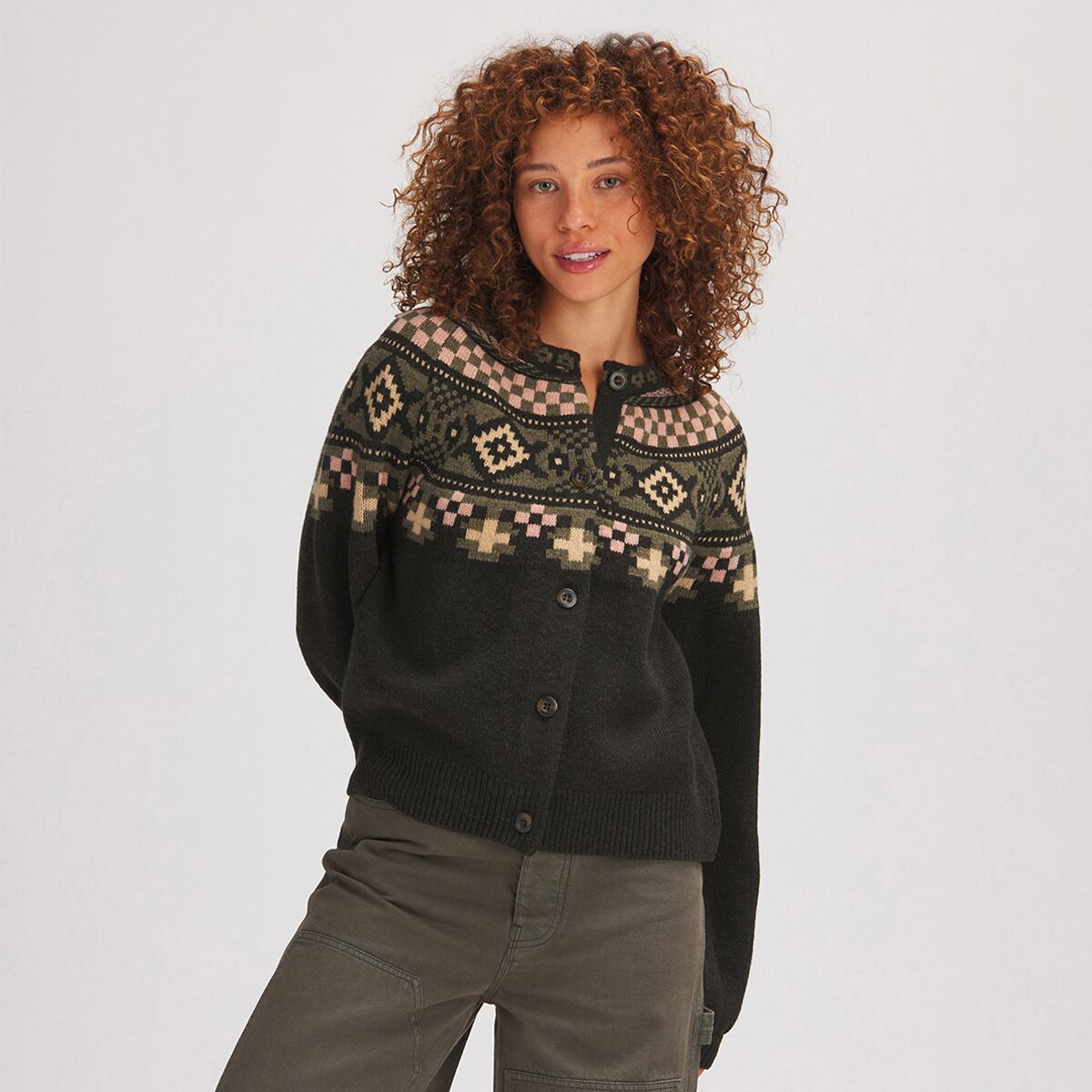 Basin and Range Diamond Fair Isle Crewneck Cardigan - Women's product image