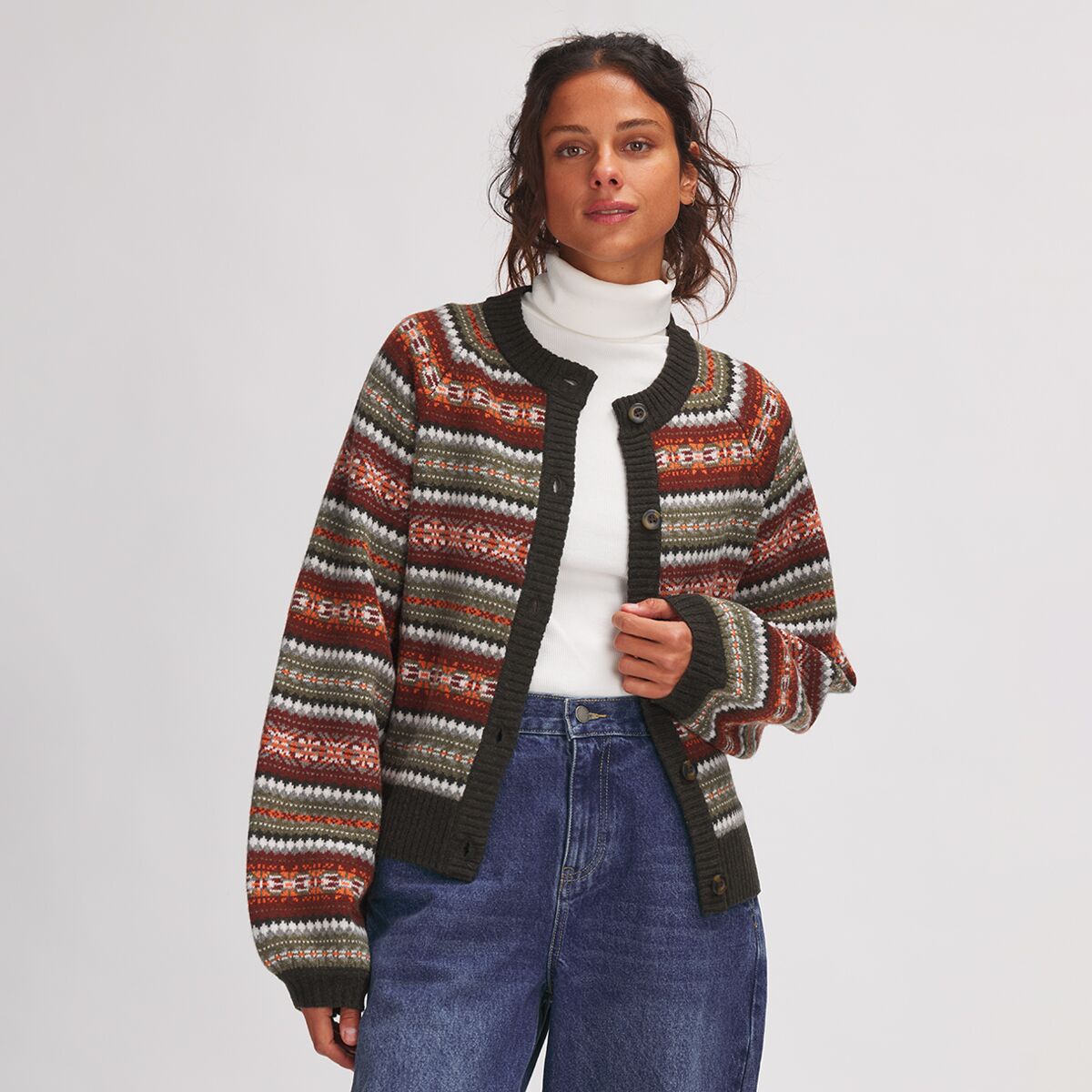 Basin and Range Fair Isle Stripe Crewneck Cardigan - Women's product image