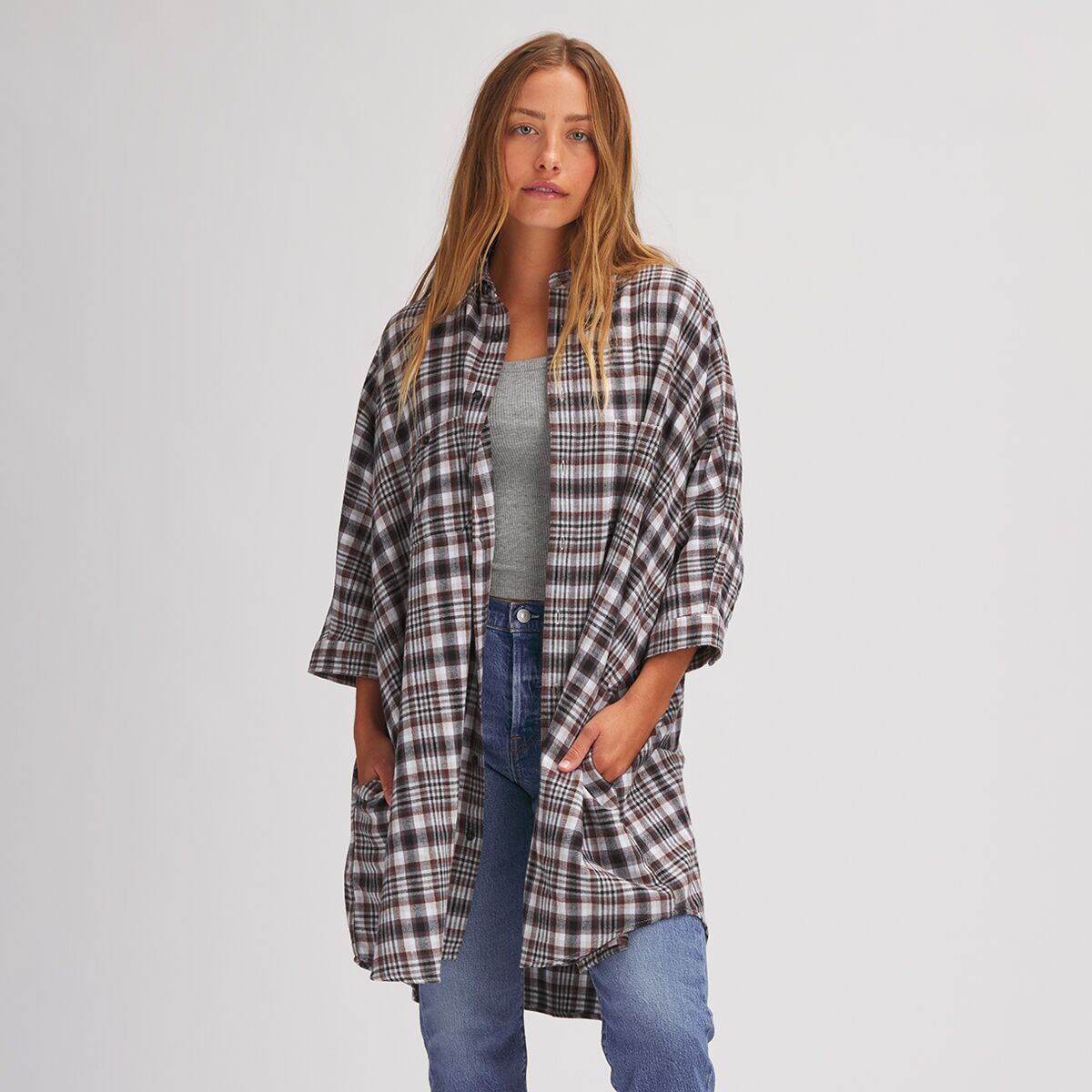 Basin and Range Plaid Flannel Shirt Dress - Women's product image
