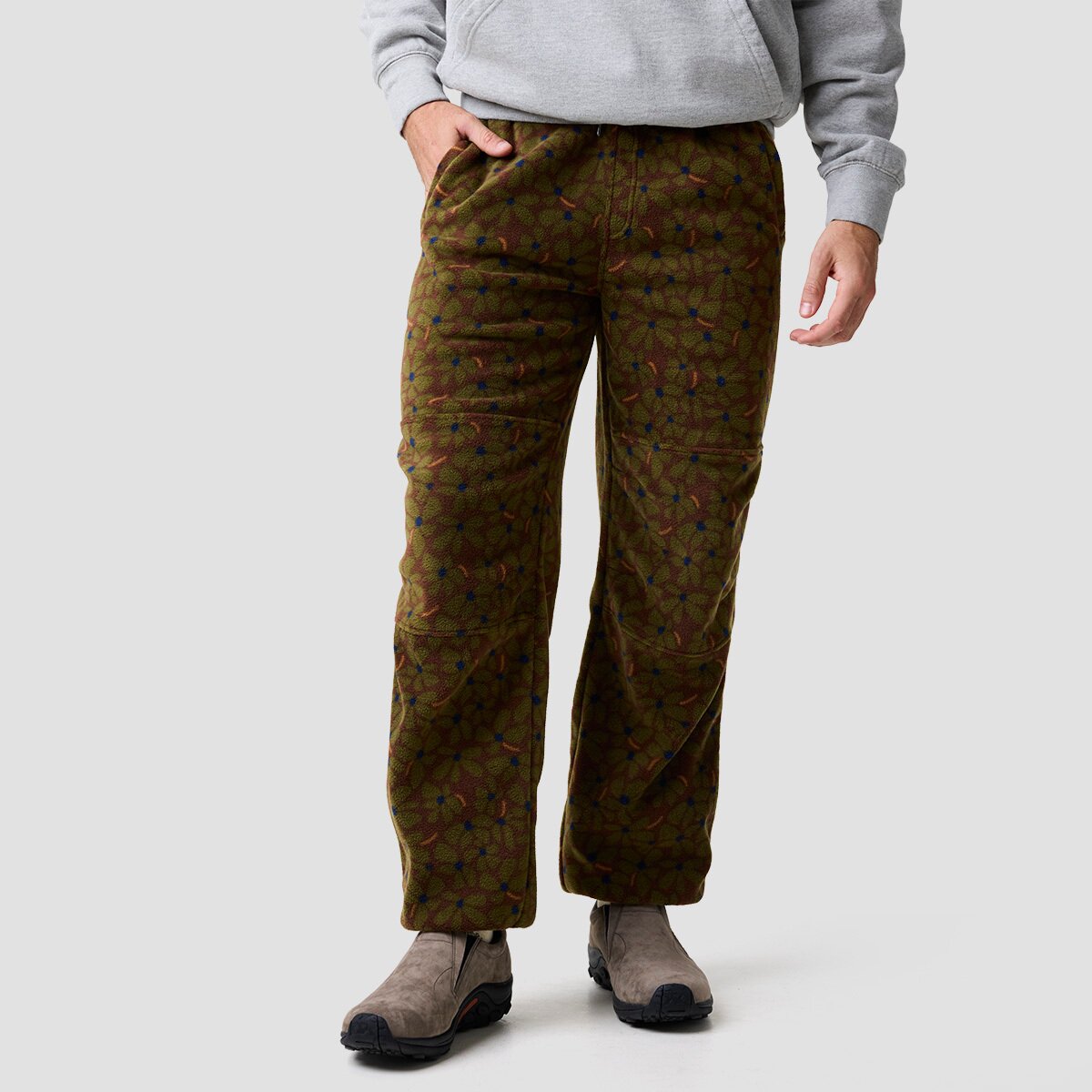 Image of Basin and Range Porch Hangs Polar Fleece Jogger - Men's Dark Olive Floral Print, XL